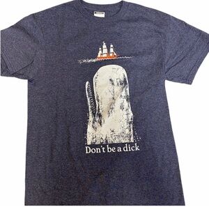 Men's Navy Graphic Tee - 'Don't Be a Dick' Whale Print